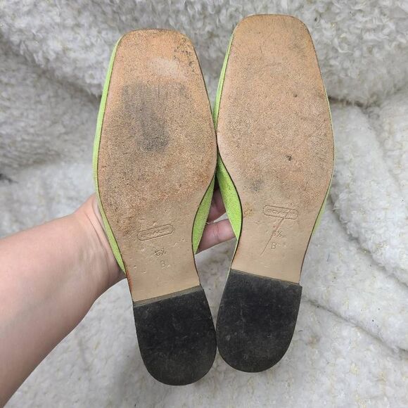 Coach Vintage Light‎ Green Suede Square Toe Slide Mules size 6.5 - Picture 7 of 8
